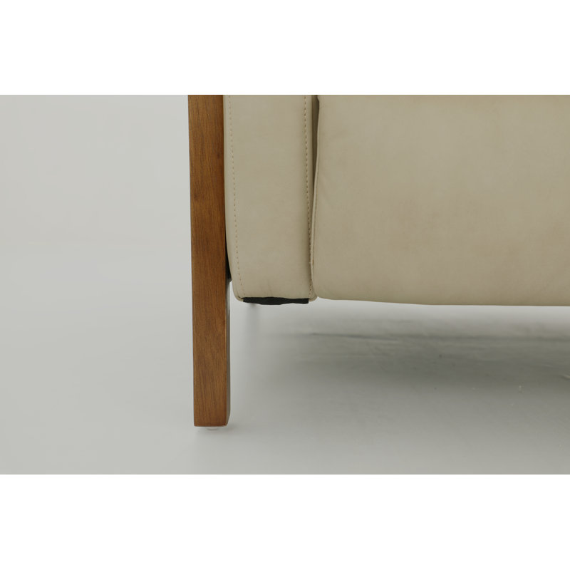 Billie 32" Wide Genuine Leather Manual Standard Recliner, Cream Genuine Leather