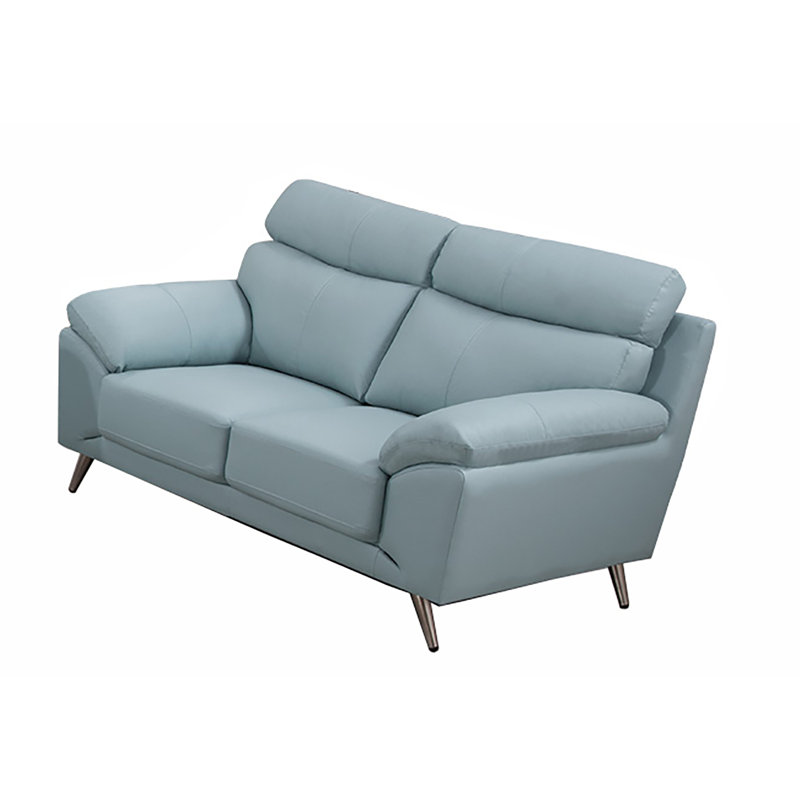 Linnell 64" Loveseat, Gray Genuine Leather