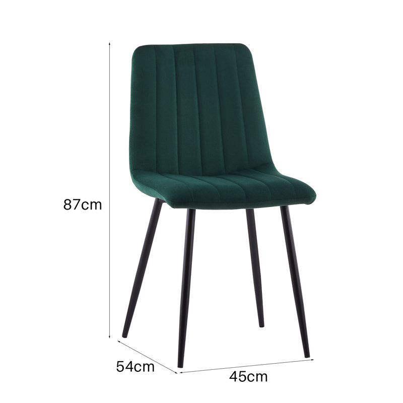 Aly 50cm H Velvet Upholstered Side Chair, Dark Green