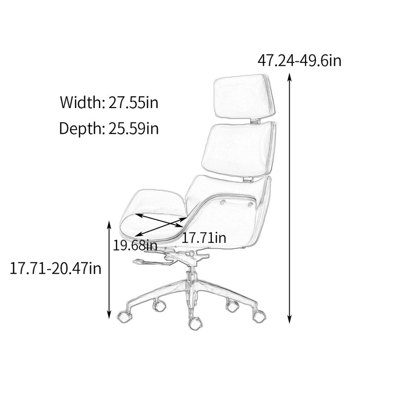 Chaise de bureau ergonomique avec dossier réglable, Noir