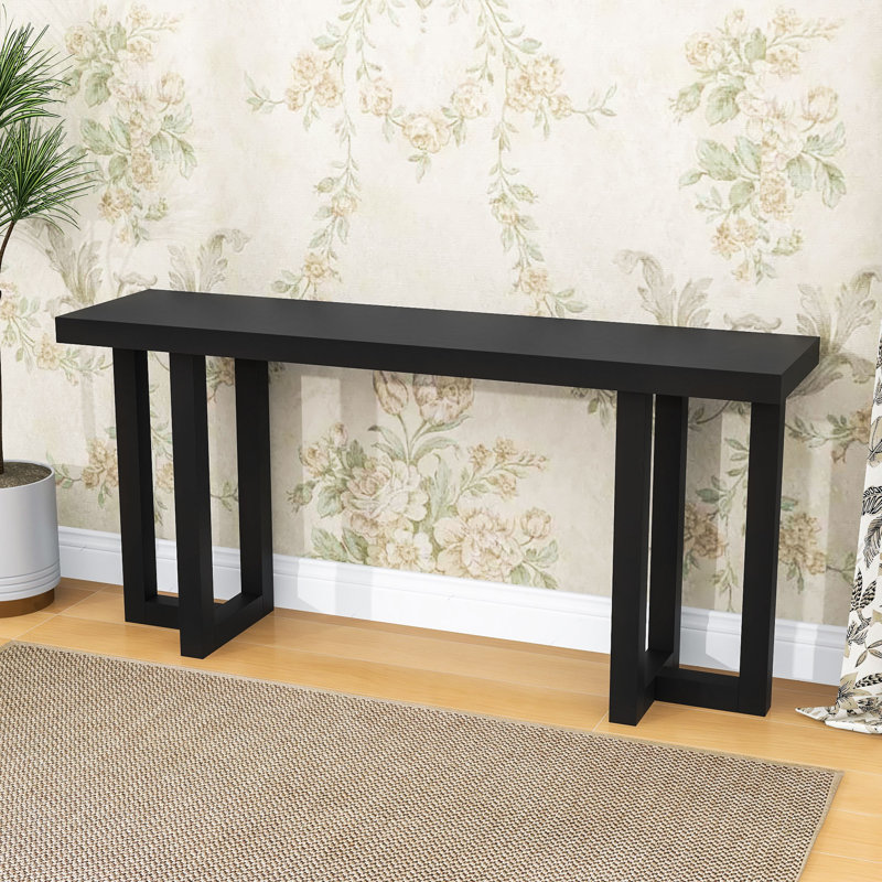Console avec pieds en bois, Noir