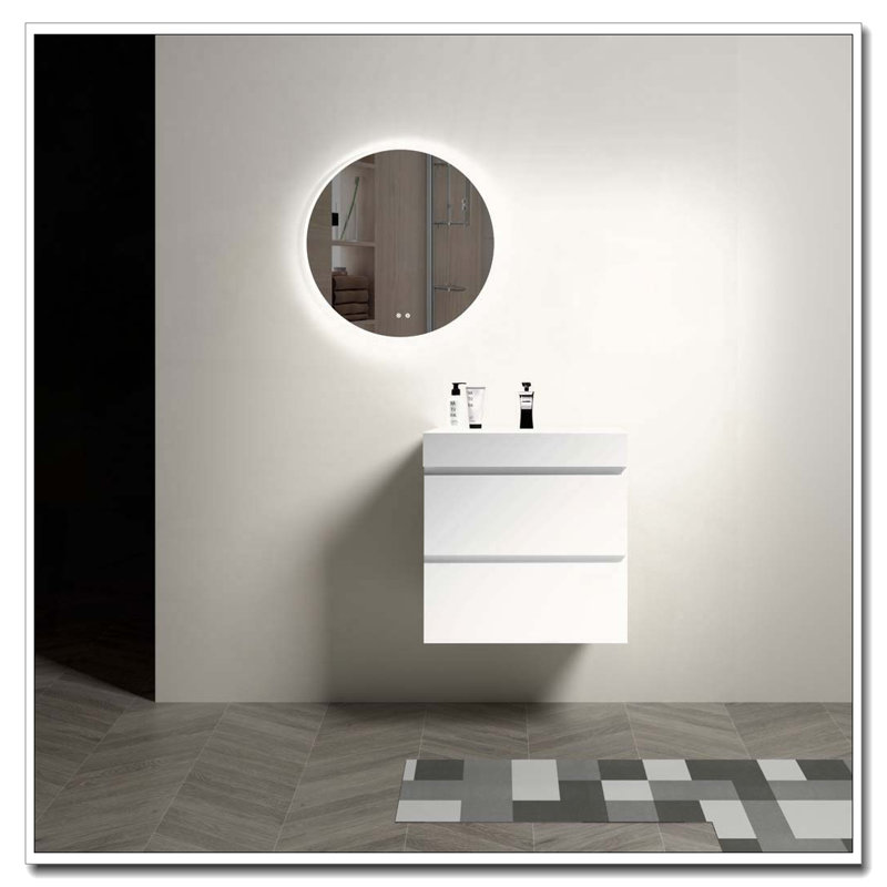 Meuble-lavabo mural flottant avec évier, Blanc, 24", Blanc