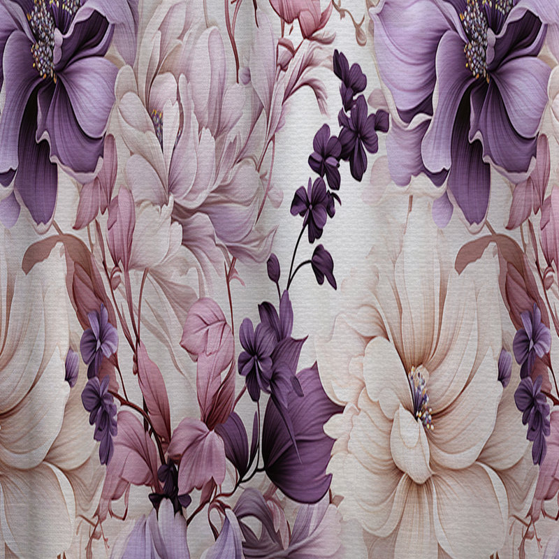 Ethereal Floral Delight Victorian Pattern III - Floral Curtain - Velvet Room darkening - 1 panel, 52" W x 63" L