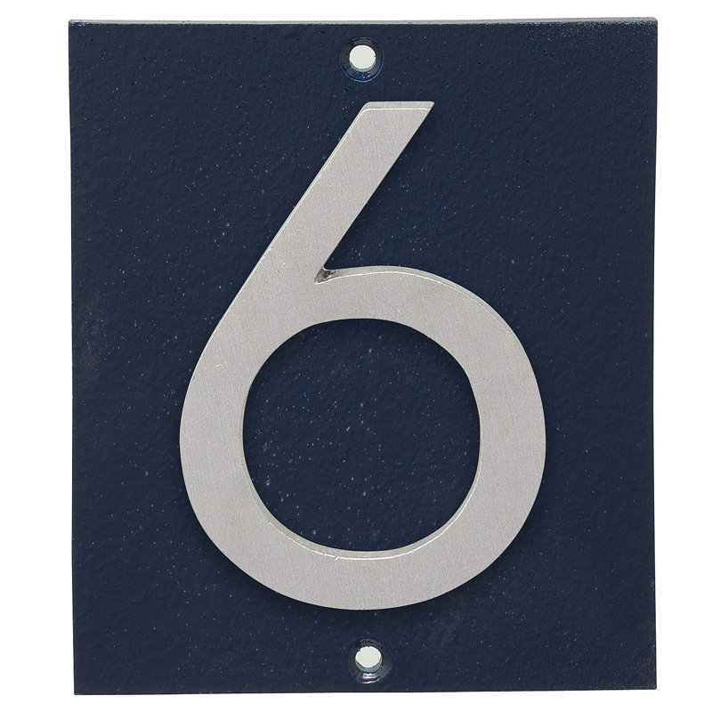 Plaque d’adresse murale sur 1 ligne flottante, Bleu marine, Aluminium brossé, Oui