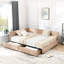 Lit double Mid-Century avec rangement en velours et tiroir - Lit de jour rose pour cadre de chambre à coucher avec accoudoirs-730056965