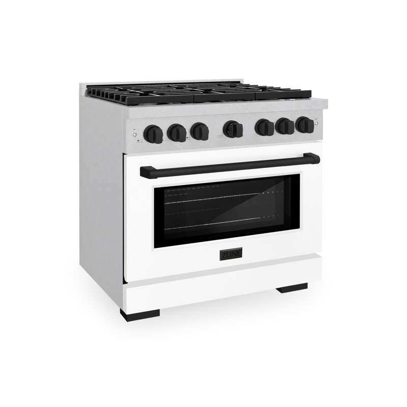 ZLINE Autograph 36" Paramount Dual Fuel DuraSnow® Range w/ White & Black Accents (SDRSZ-WM-36-MB), 4