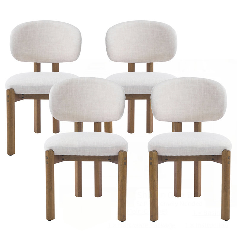 Ensemble de 4 chaises de salle à manger élégantes à structure rembourrée avec tissu confortable et fabrication en bois d'hévéa durable