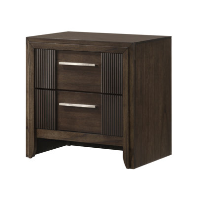 1Pc Contemporary 2-Drawer Nightstand Rich Wood Finish Rustic Charm Polished Hardware Wooden Furniture Brown