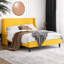 Lit plateforme tapissier Toderick avec aile de luxe et mélange de lin-985124324-985124328