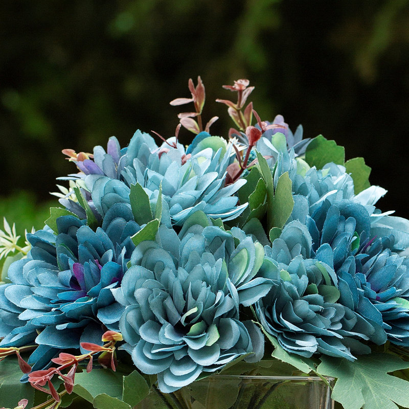 Lincoln Faux Silk Daisy Arrangement in Vase, Blue