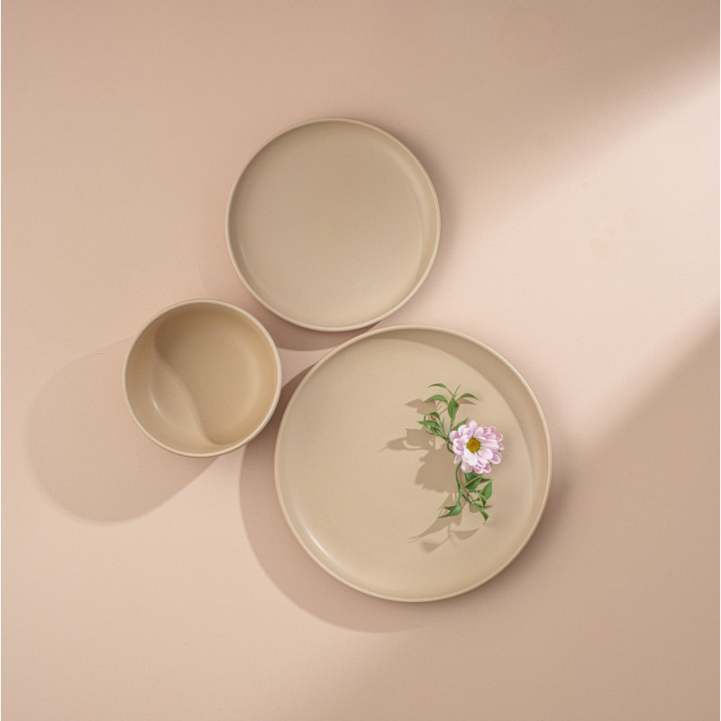 Matte Beige Ceramic 8" Salad and Dessert Plates Set of 6