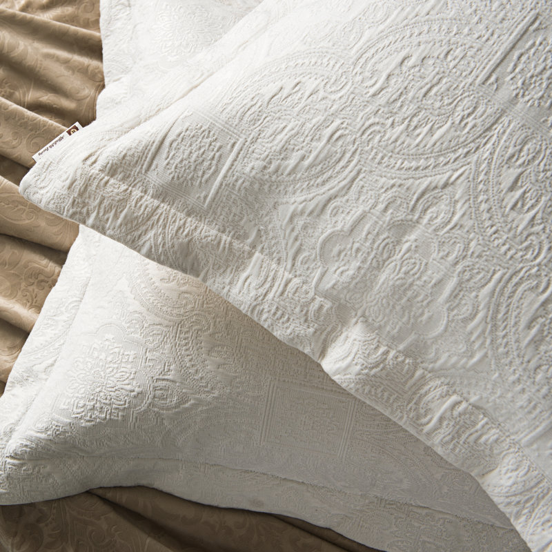 Ensemble de housse de couette Matelasse, Couette grand + 2 taies décoratives standard, Ivoire