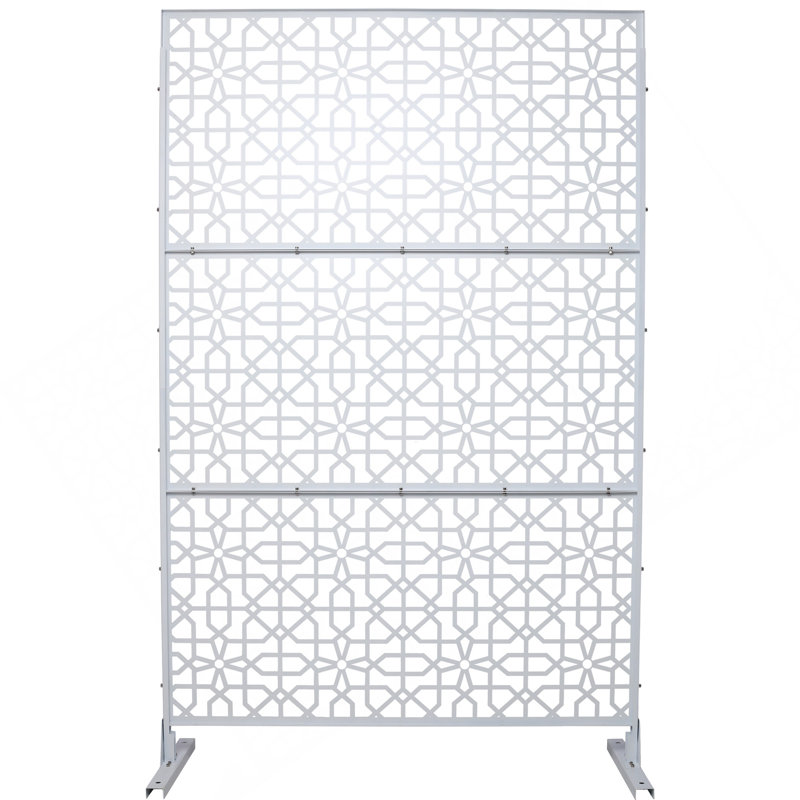 Écran d'intimité extérieur et intérieur en métal H 76 po x l 48 po, écran d'intimité décoratif autoportant pour terrasse de balcon de terrasse, panneaux de clôture d'intimité pour jardin extérieur PS106 BLANC