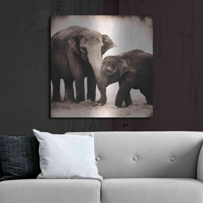 Ebern Designs 'Elephant III Sepia' by Debra Van Swearingen, Metal Wall Art