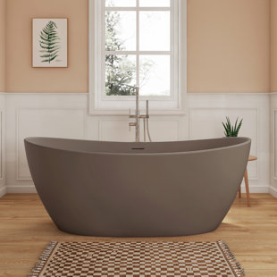 Fslefay 65'' Freestanding Bathtub Solid Surface Deep Soaking Tubs