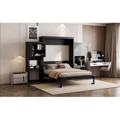 Grand lit escamotable avec bureau, coiffeuse et armoires, grand espresso (VIEUX SKU: N820S10057P)