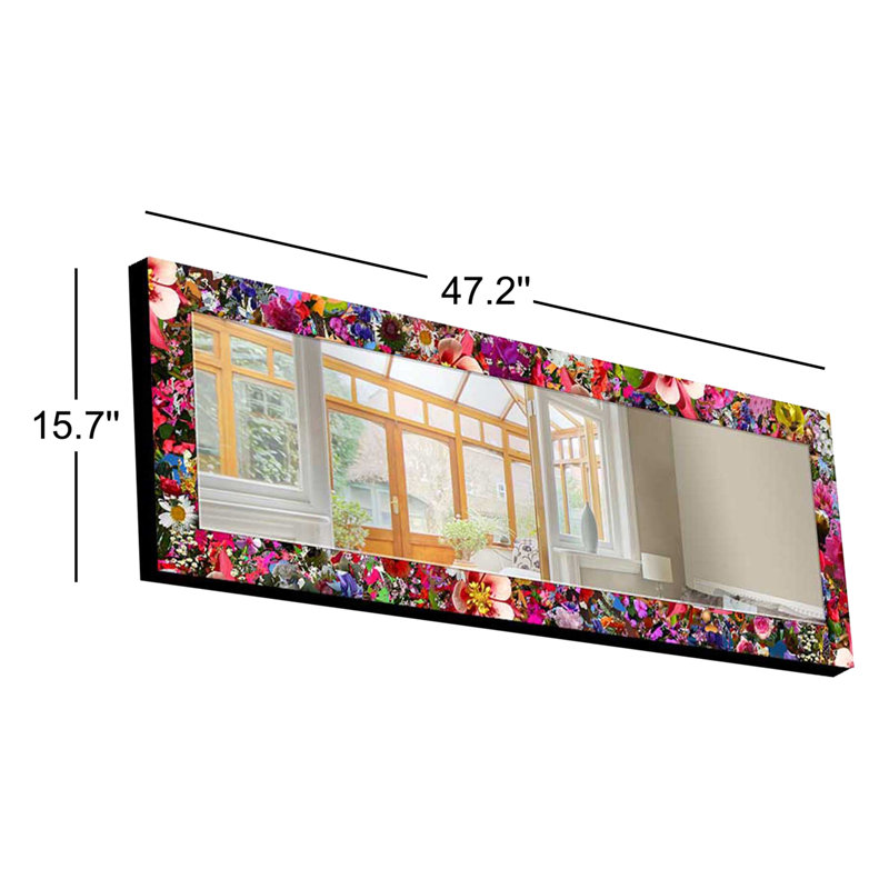 Élégant miroir décoratif avec cadre 100% bois de pin, 15,7 po x 47,2 po | Miroir en verre véritable (épaisseur: 0,2 pouce) | Peinture sur tissu élégante | Idéal pour le salon, la chambre à coucher et le vestibule