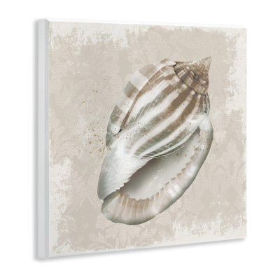 Conch Shell over Vintage Pattern Wall Plaque, design by Conrad Knutsen