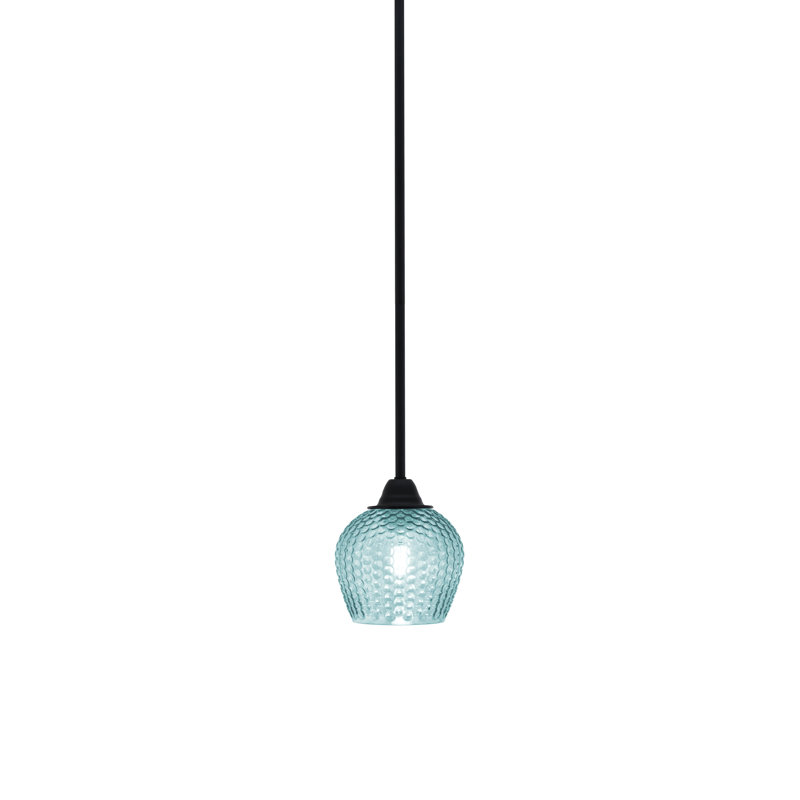 Mini-luminaire suspendu 6 "Paramount, Noir mat, Sarcelle