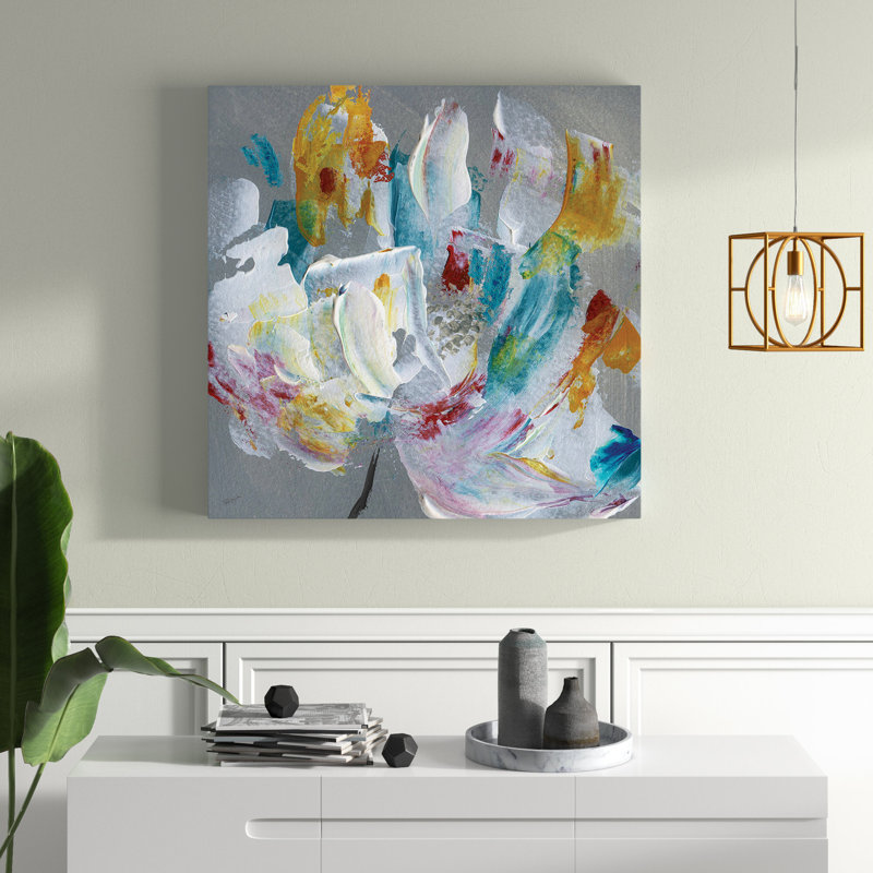 " Tye Dye Flower ", Wrapped Canvas, 16" H x 16" W x 1.5" D
