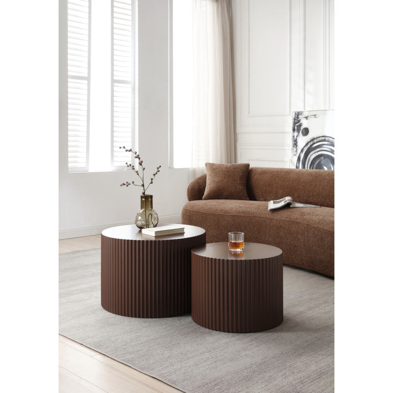 Ensemble de 2 tables gigognes, Marron foncé