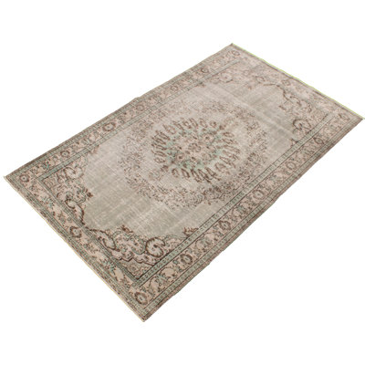 One-of-a-Kind 5'10" X 9'3" 1980s Wool Area Rug in Brown