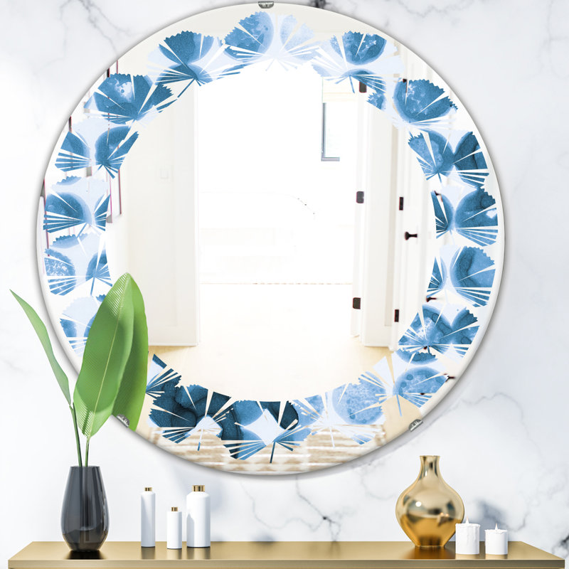 Miroir mural Coastal, H 31,5 po x l 31,5 po, Feuilles à motif floral xiv
