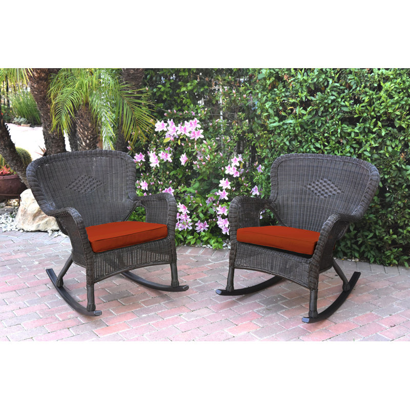 Chaise berçante Batchelder, Espresso, Rouge-orange
