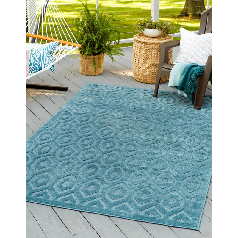Heacock Geometric Indoor / Outdoor Rug, Rectangle 2' x 3'
