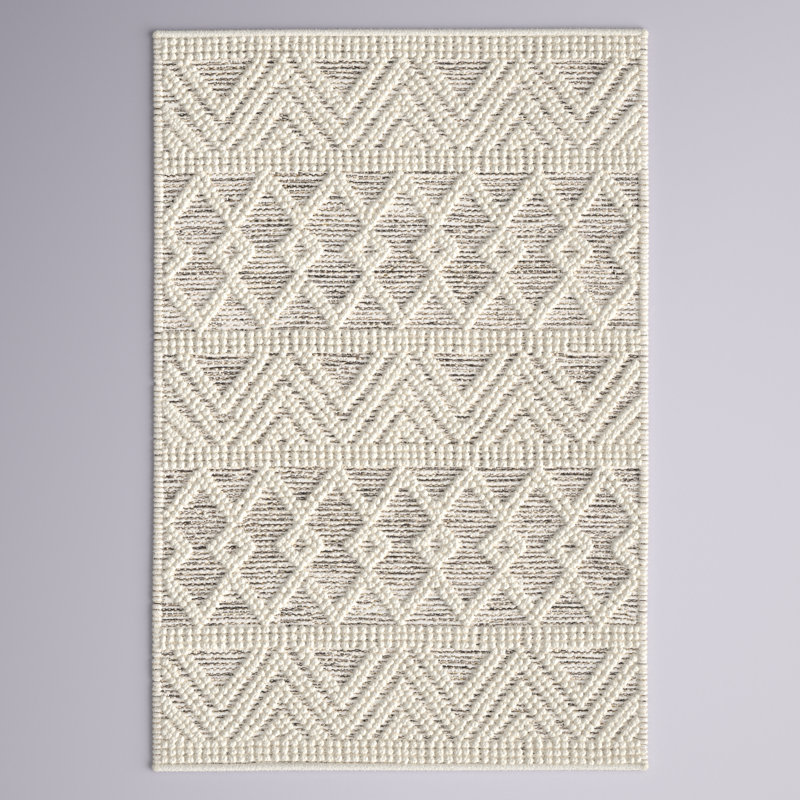 Latrissa Moroccan Flatweave Wool Charcoal/Cream Area Rug, Rectangle 3' x 5'