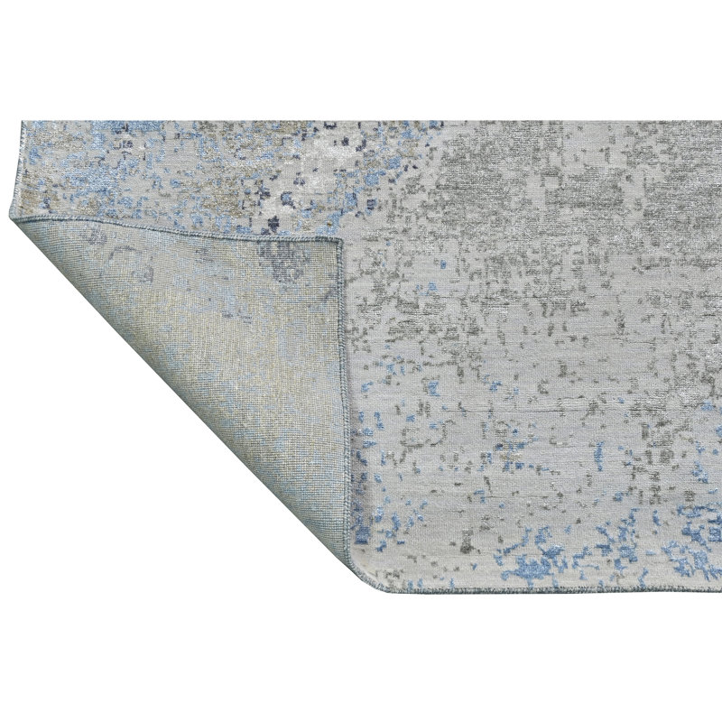 High-Quality Hand-Knotted Silver And Black Area Rug