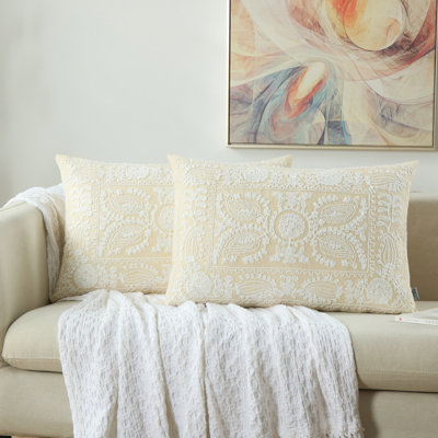 Embroidery Pillow Cover Cotton Canvas Coiling Embroidery Pillow Cover