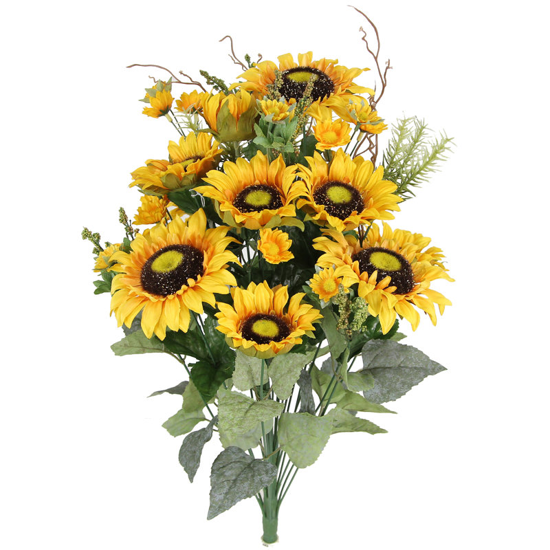11 tournesols artificiels, Or, H 25,5 po x l 13 po x P 7 po