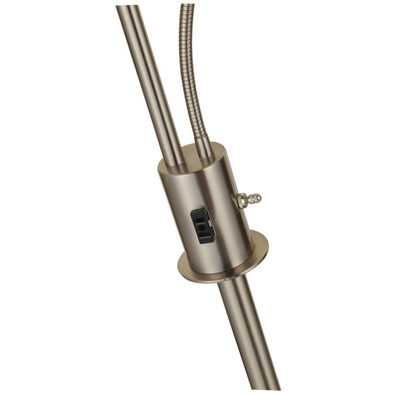 LED Torchiere Floor Lamp with Adjustable Gooseneck Reading Light - Brushed Nickel Modern Floor Lamp for Living Room, Bedroom & Office