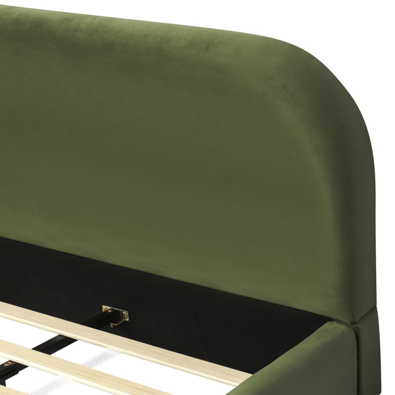 Lit plateforme avec tissu en velours