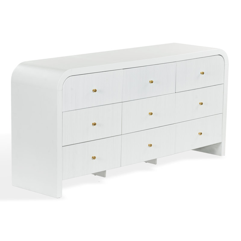 Commode 9 tiroirs Liabella, Blanc