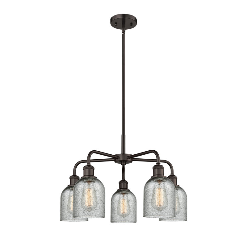 Lustre en forme de cloche à intensité variable en acier à 5 lumières Matewan, Gris anthracite, Bronze huilé