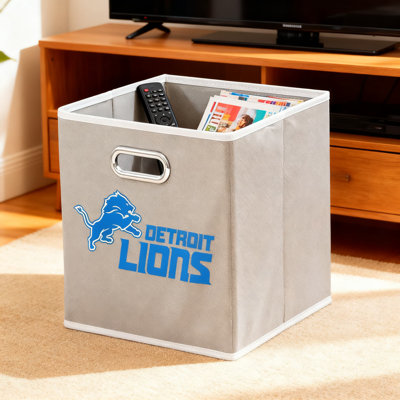 Bac de rangement en tissu Detroit Lions | Organisateur de cubes pliable pour jouets, magazines et fournitures | Polyester non tissé durable avec poignée renforcée