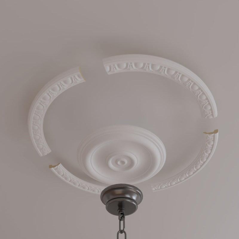Ensemble d'anneaux de plafond Egg and Dart, H 23,75 po x l 23,75 po x P 0,75 po, Paquet de 4 (forme un cercle complet)