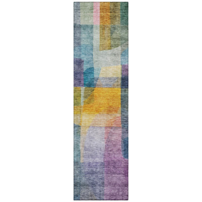 Machine Washable Indoor/Outdoor Chantille ACN1113 Blue Rug