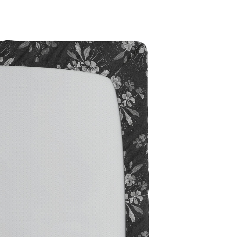 Drap-housse Ambesonne, Gris foncé à fleurs, Drap-housse simple TG