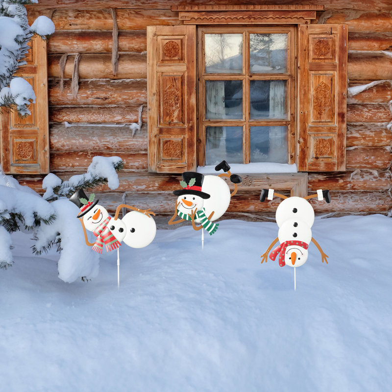 Ensemble de piquets de jardin 3 pièces Snowman