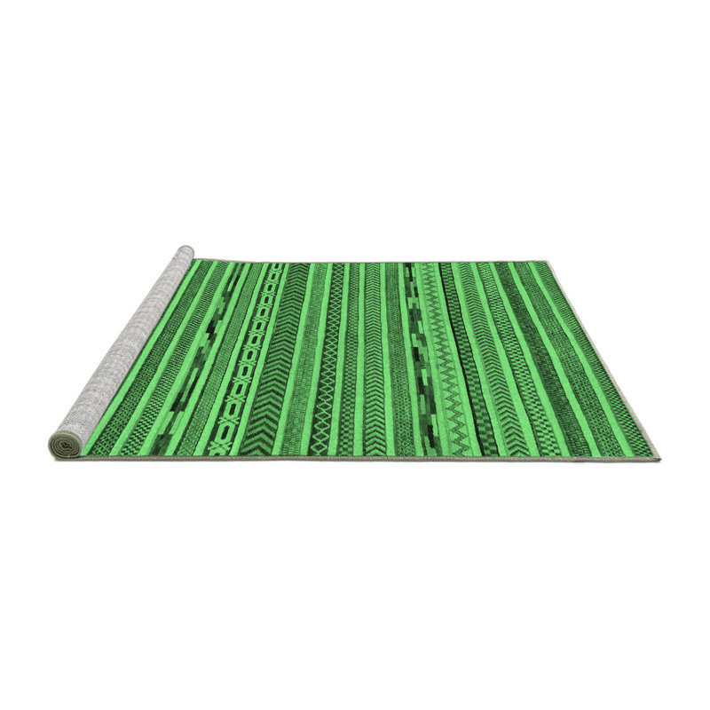 Tapis lavables à la machine à motif abstrait vert émeraude 2304, Carré 7 pi