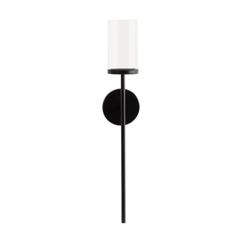 Blaise 14.0" Metal Wall Sconce, Black, 14" H x 3.5" W x 6" D