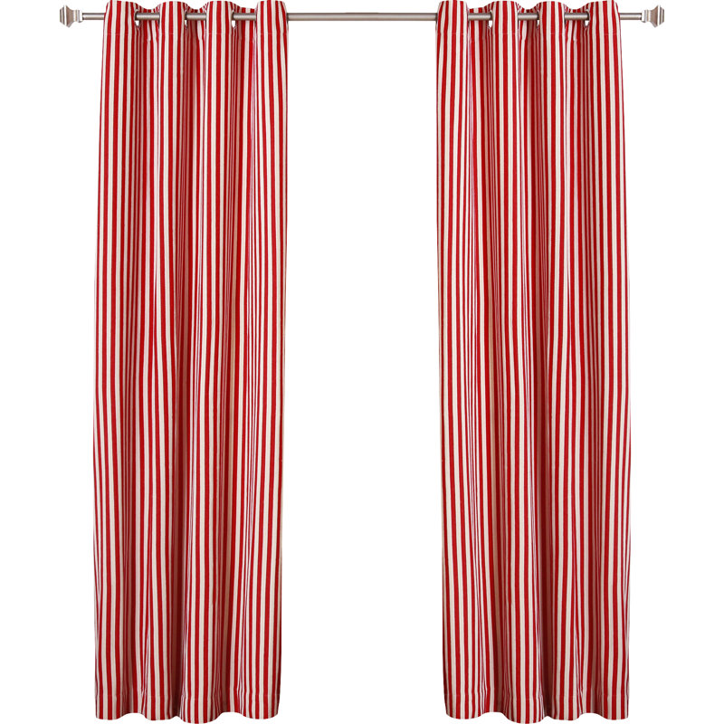 Rideaux semi-transparents à rayures avec œillets deason, Rouge, l 52 po x L 84 po