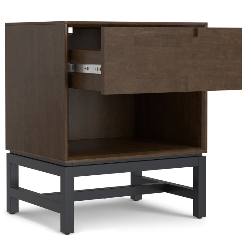 Table de chevet Mid-Century en bois massif avec tiroir Banting