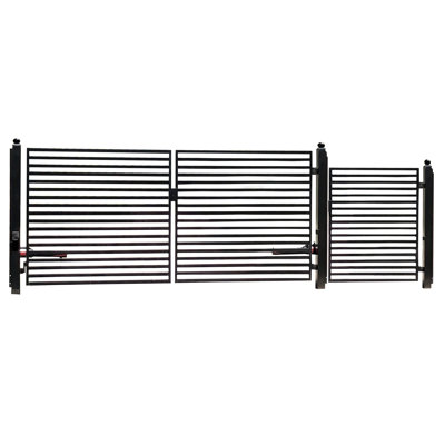 MILAN Style Steel Dual Swing Driveway Gate with Pedestrian Gate
