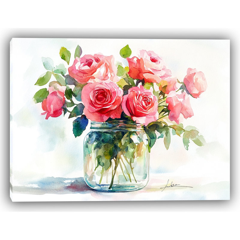 Rosy Reflections in Glass, 16" H x 24" W