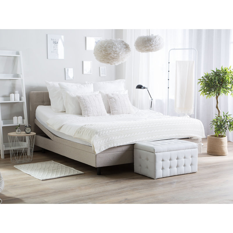 Robards European Single (90 x 200cm) Upholstered Adjustable Bed, Beige