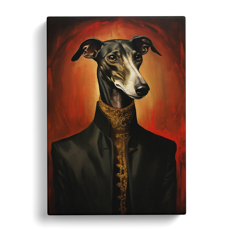 Greyhound Gothic Art - Wrapped Canvas, 50cm H x 35cm W x 3cm D